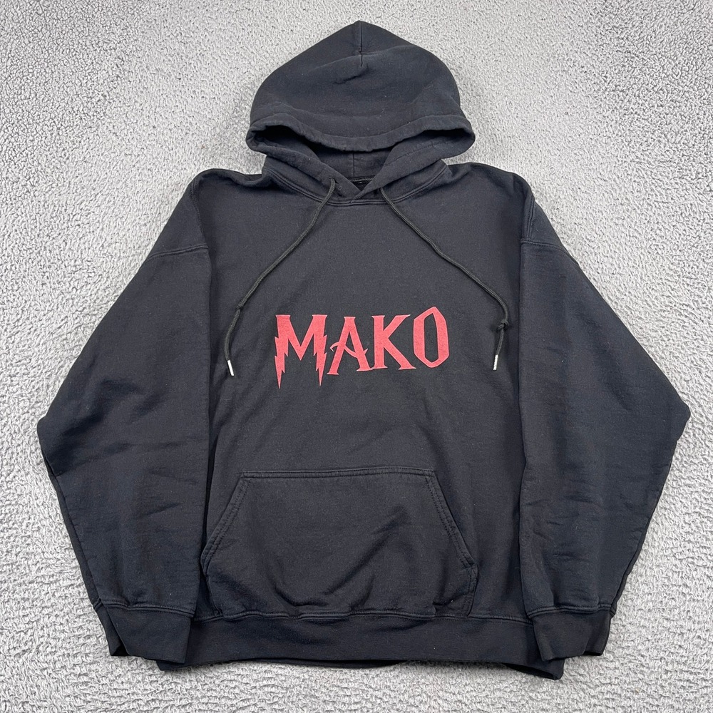 Mako Hoodie Mens Large Black Graphic Pullover Long‎ Sleeve Streetwear Fishing